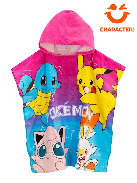 Character Pink Pokemon License Kids Printed Swim And Beach 100% Cotton Towel Poncho (855310) | AED93