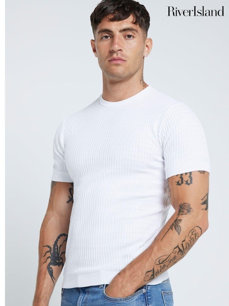 Valkoinen - River Island Muscle Fit Brick T-shirt (855530) | €39