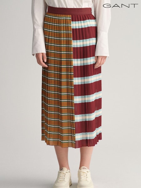 GANT Red Striped Pleated Midi Skirt (855666) | €95