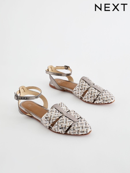 V metalnih barvah - Forever Comfort® Leather Weave Huaraches Shoes (855750) | € 20