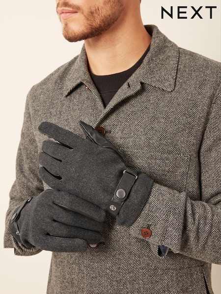 Charcoal Grey Leather Gloves (855972) | €14.50