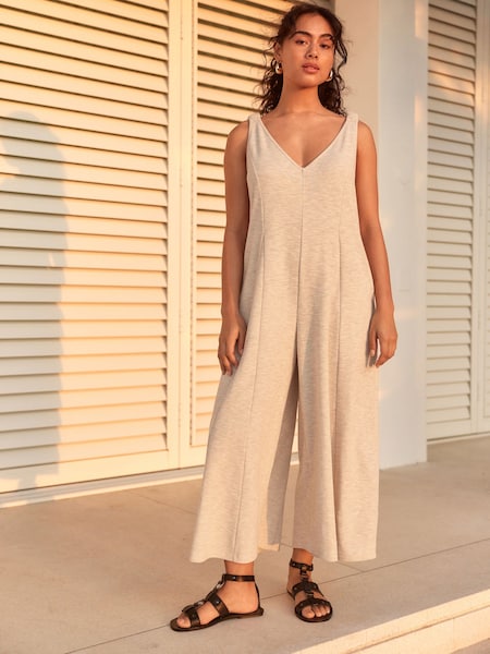 Neutral Cotton Rich Wide Leg Jersey Sleeveless Jumpsuit (856628) | €15