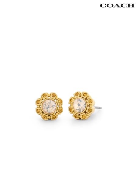 Золотистый цвет - Coach Heirloom Tea Rose Stud Earrings
