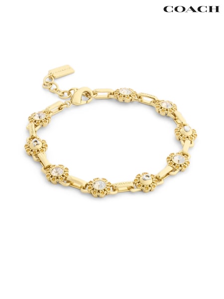 Gold Tone - Coach Heirloom Tea Rose Link Bracelet