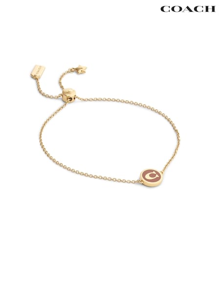 Brown - Coach Signature C Enamel Coin Slider Bracelet