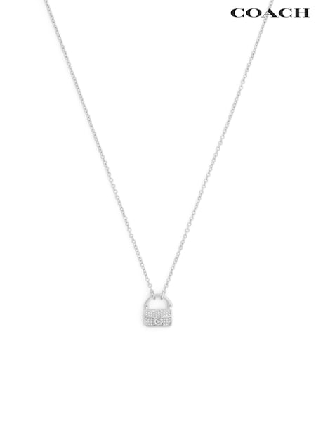 Silver Tone - Coach Iconic Charms Pavé Handbag Pendant Necklace
