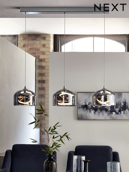 Smoke Grey Helix 3 Light Linear Ceiling Light Pendant (857706) | €212