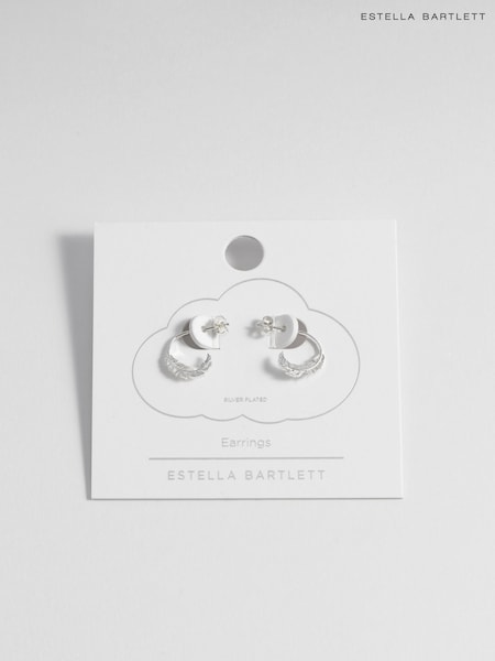 Estella Bartlett Silver Tone Feather Hoops (858035) | €19