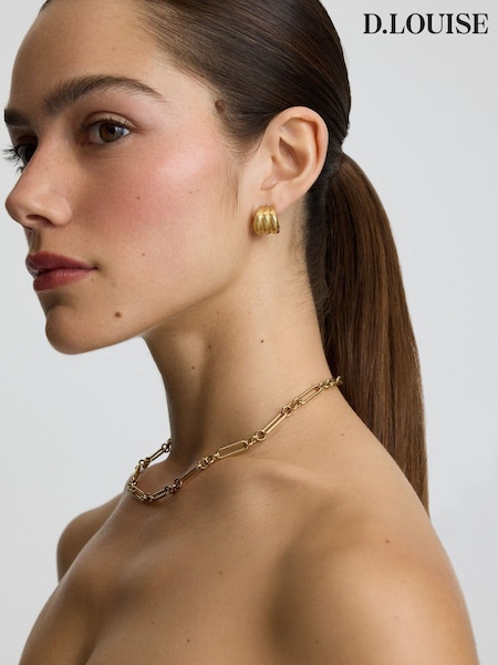 Gold Tone - D.louise Ribbed Small Hoops