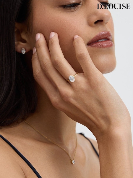 Gold - D.louise Oval Solitaire Diamond-inspired Ring 2ct