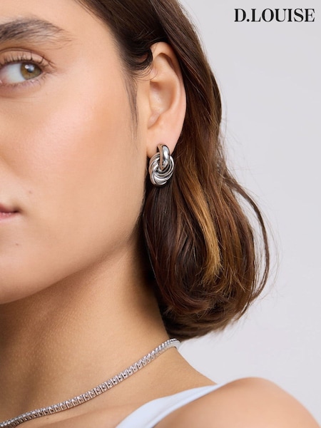 Silver Tone - D.louise Classic Knot Earrings