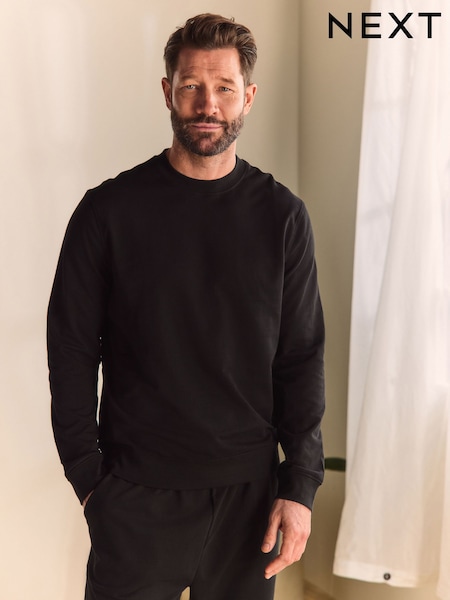 Чорний - 100% Cotton Lightweight круглий виріз світшот (858384) | 743 грн