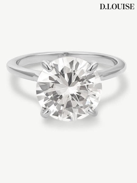 Silver - D.louise Round Solitaire Diamond-inspired Ring 3ct