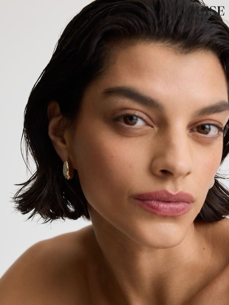 Gold Tone - D.louise Pavé Dome Huggies Earrings