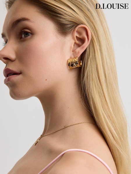 Gold Tone - D.louise Statement Molten Hoops