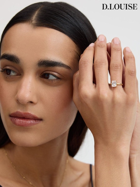 Gold Tone - D.louise Emerald Solitaire Diamond-inspired Ring 2ct