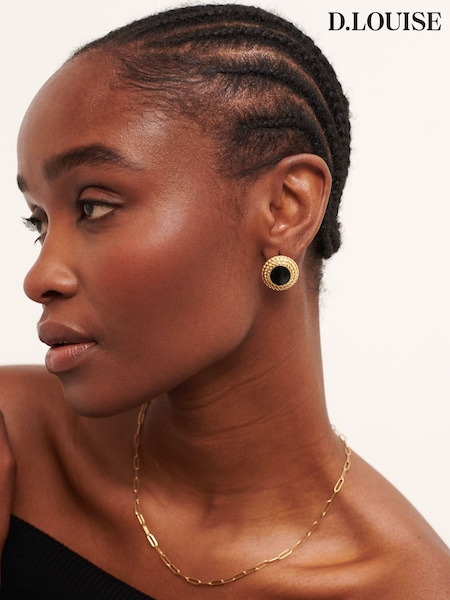 Tono dorado - D.louise Vintage Black Gloss Earrings
