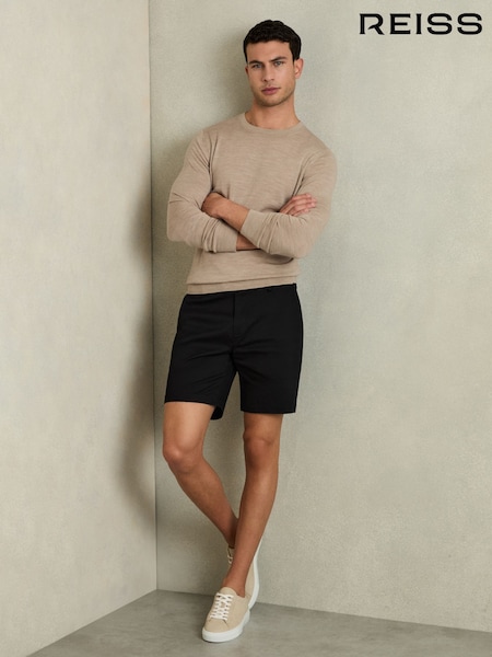 שחור - Reiss Wicket S Short Length Casual Chino Shorts (858777) | ‏569‏₪
