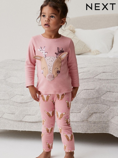 Pink Reindeer Christmas Pyjamas (9mths-12yrs) (859188) | AED51