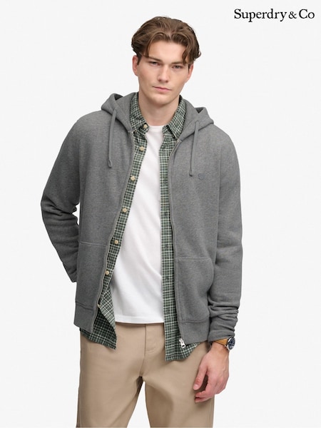 Grey - Regular Superdry Essential Sdco Logo Zip Hoodie