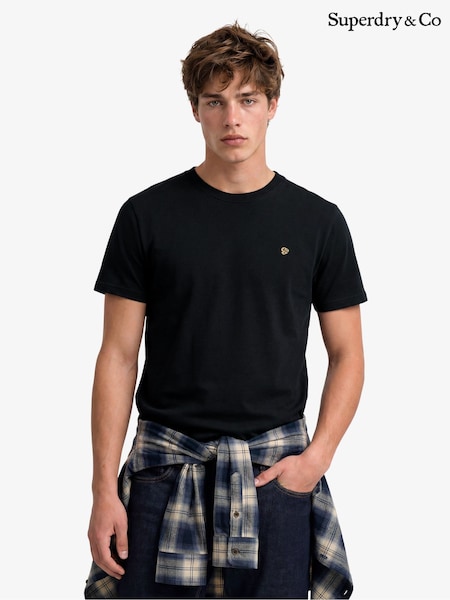 Black/Yellow - Regular Superdry Sd&co Logo Embroidered T-shirt