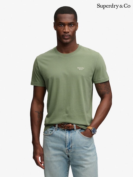 Verde - Regular Superdry Essential Serif Logo Embroidered T-shirt