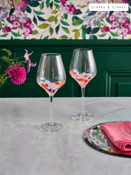 Clarke & Clarke Set of 2 Blush Pink Luco Tapered Wine Glasses (859555) | €40