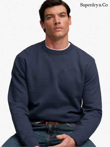 Blue - Regular Superdry Essential Stacked Logo Crew Neck Sweat Top