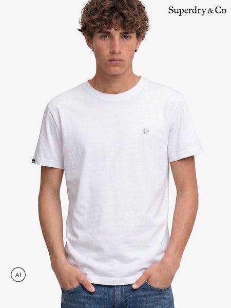 Optisk Hvit - Regular Superdry Sd&co Logo Embroidered T-shirt