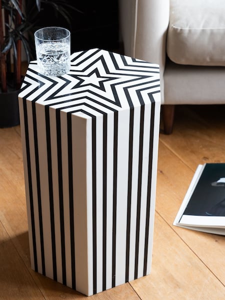 Rockett St George Black/White Mono Stripe Side Table (859741) | €314