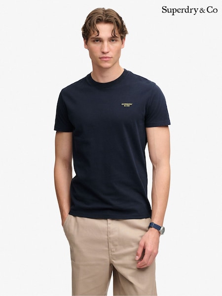 Blue - Regular Superdry Essential Stacked Logo Embroidered T-shirt