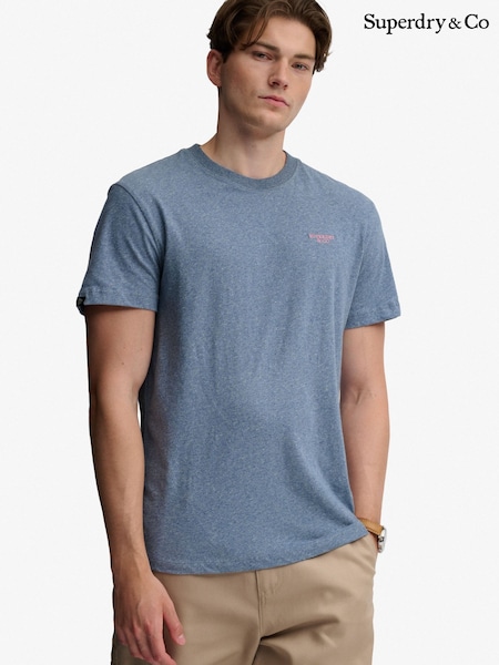 Blue - Regular Superdry Essential Stacked Logo Embroidered T-shirt