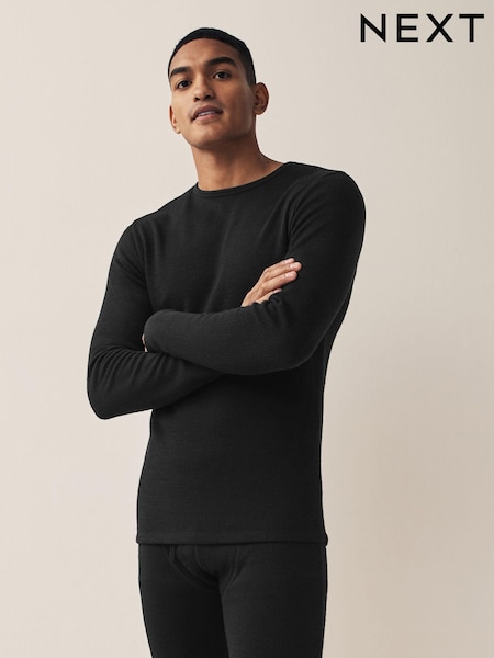 Black Long Sleeve Top Merino Blend Thermal Long Sleeve Top (860016) | AED54
