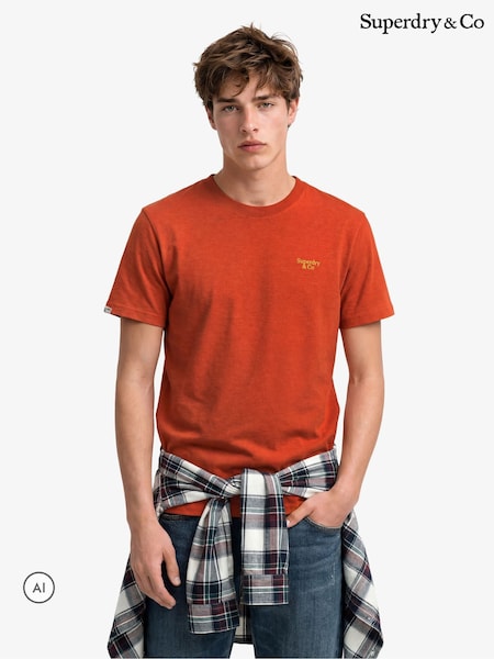 Naranja - Regular Superdry Essential Serif Logo Embroidered T-shirt