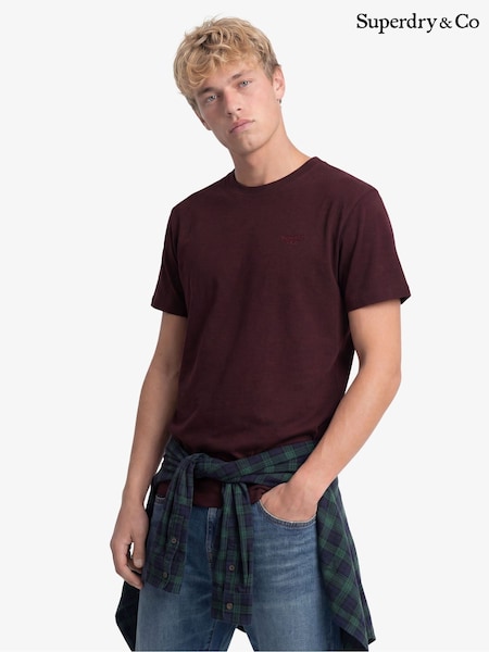 Rojo - Regular Superdry Essential Serif Logo Embroidered T-shirt