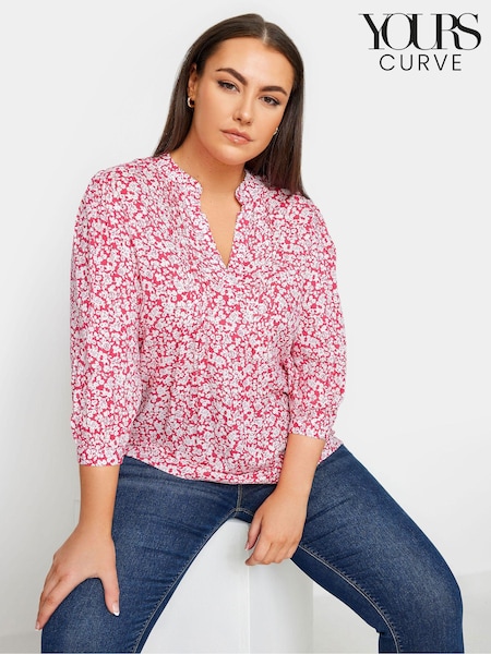 Yours Curve Pink Pintuck Half Placket Blouse (861303) | €36