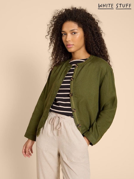 White Stuff Green Adele 100% Linen Jacket (861317) | AED186