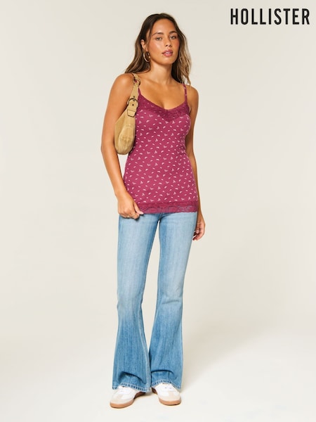 Red - Hollister Bare Lace Layering Cami Top