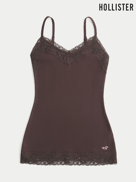 חום - Hollister Bare Lace Layering Cami Top
