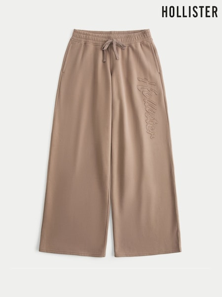 Brown - Hollister Low Rise Baggy Logo Joggers