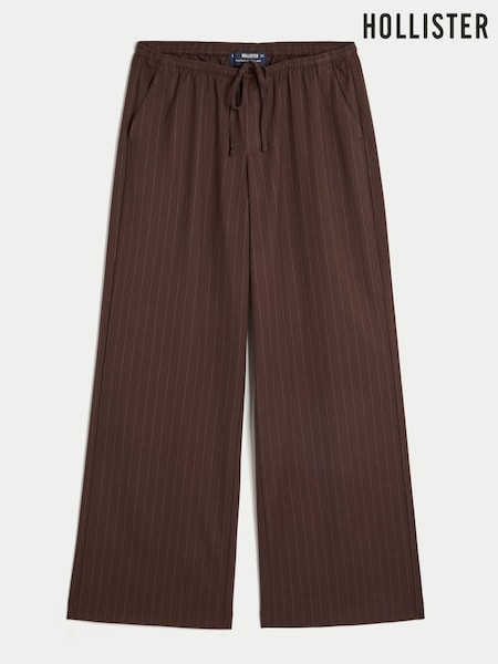 브라운 - Hollister Low Rise Wide Leg Pull On Trousers