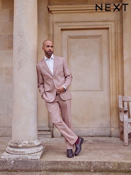 Pink Regular Fit Nova Fides Italian Wool Blend Suit: Trousers (861539) | €33