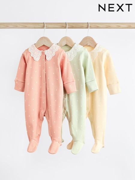 Peach Pink Baby Collared 100% Cotton Sleepsuit (0mths-2yrs) (861573) | € 19 - € 21