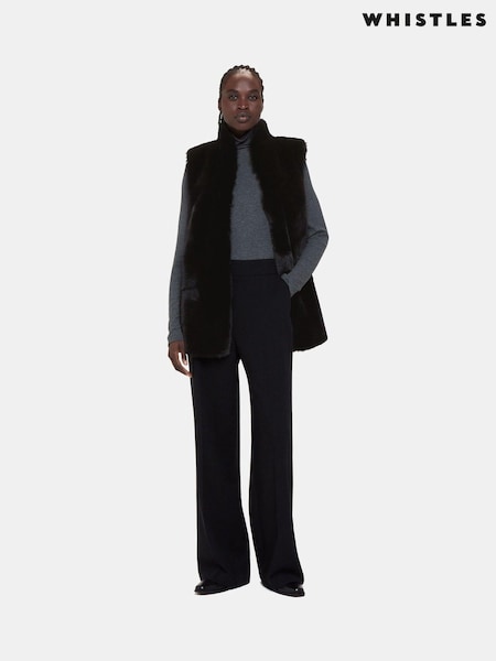 Whistles Black Faux Fur Gilet (862267) | €105