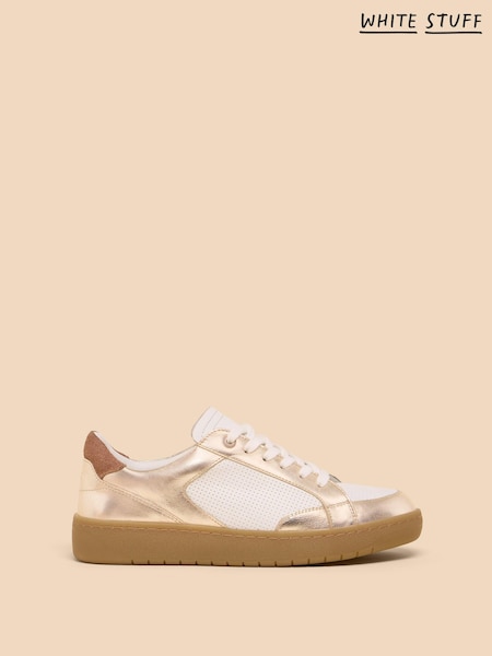 White Stuff Gold Dahlia Leather Trainers (862298) | €43.50
