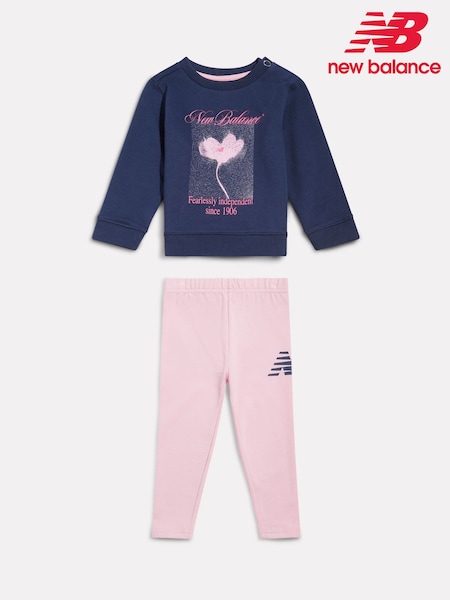 Blå - New Balance Blommig Grafisk Tröja & Leggings Set