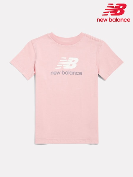 Růžová - New Balance Girls Stacked Logo T-shirt