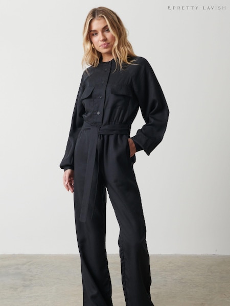 Pretty Lavish Black Brooke Belted Jumpsuit (863030) | €42