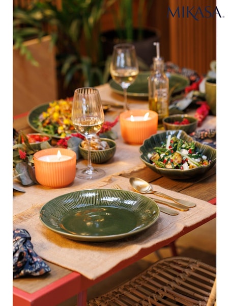 Mikasa Set of 4 Green Jardin Patterned Stoneware Dinner Plate (863154) | €54