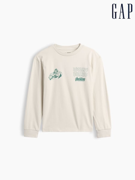 Cream Pastardiena - Gap Marvel Relaxed Graphic Long Sleeve T-shirt (4-13yrs)